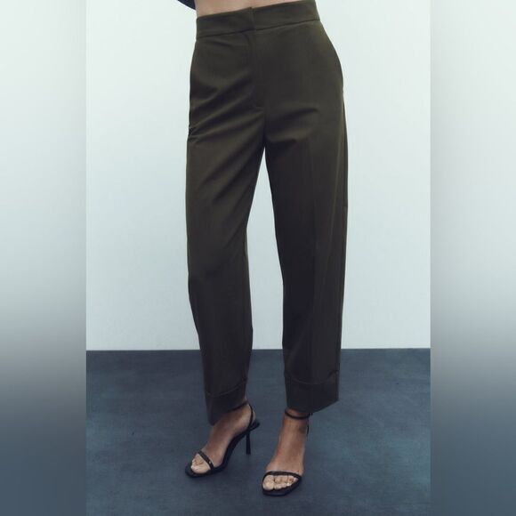Zara high rise cuffed trousers khaki - Picture 13 of 13